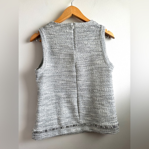 BANANA REPUBLIC Tweed bouclé textured career top sleeveless fringe tank, S - Picture 9 of 10